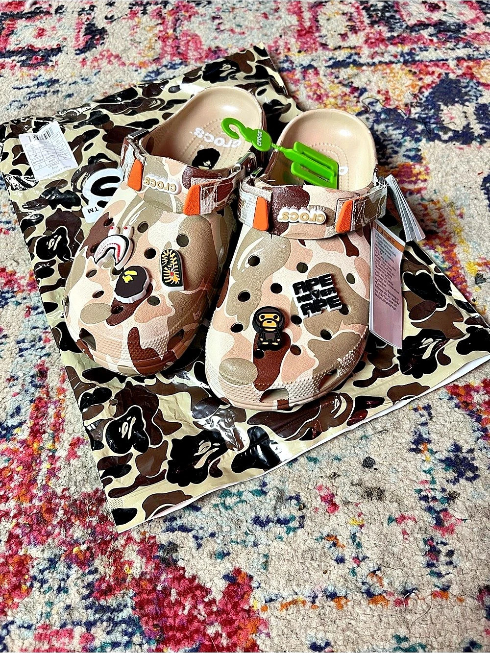 Brown camo Bape clogs